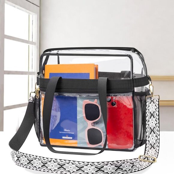 Clear Bag for Stadium Events 12x6x12, Clear Tote Bag with Reinforced Strap, Tran - Picture 7 of 7